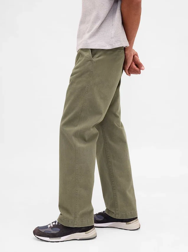 Pantalon kaki ample en sergé épais style années 90