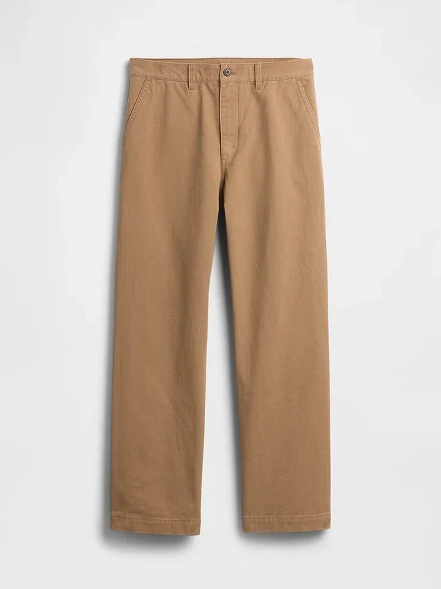 Pantalon kaki ample en sergé épais style années 90