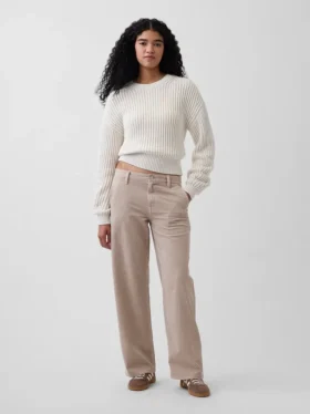 Pantalon kaki ample taille basse style années 90