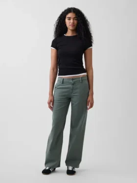 Pantalon kaki ample taille basse style années 90