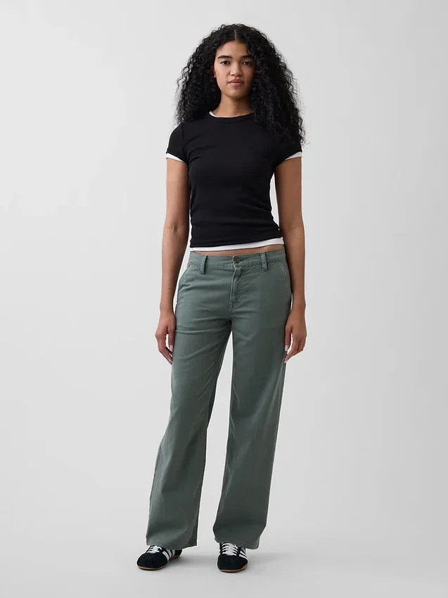 Pantalon kaki ample taille basse style années 90