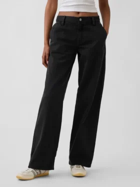 Pantalon kaki ample taille basse style années 90