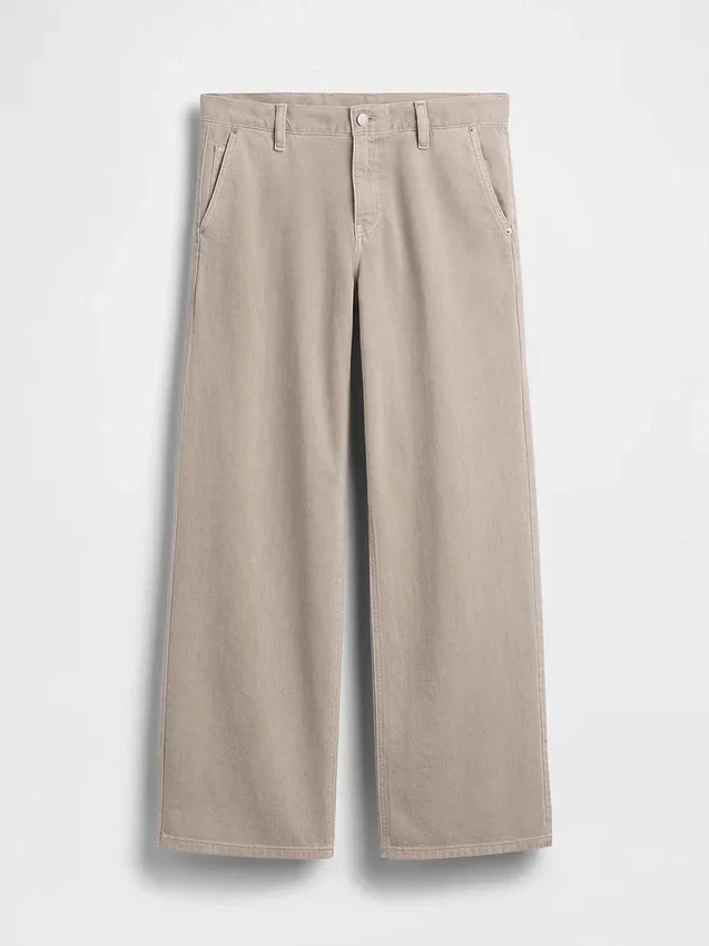 Pantalon kaki ample taille basse style années 90