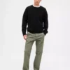 Pantalon kaki droit décontracté en sergé épais