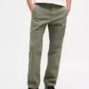Pantalon kaki droit décontracté en sergé épais