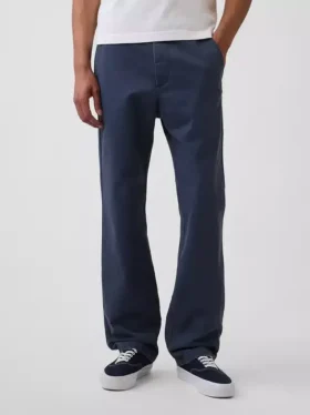 Pantalon kaki droit décontracté en sergé épais