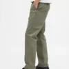 Pantalon kaki droit décontracté en sergé épais