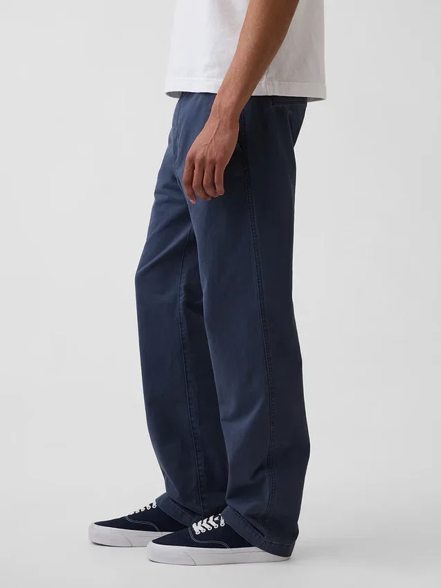 Pantalon kaki droit décontracté en sergé épais