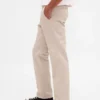 Pantalon kaki droit décontracté en sergé épais