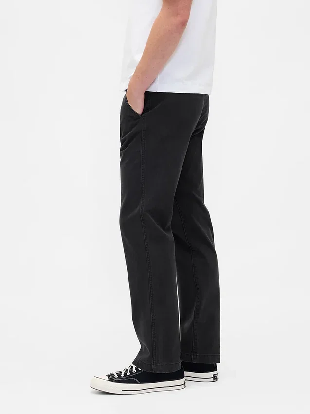 Pantalon kaki droit décontracté en sergé épais