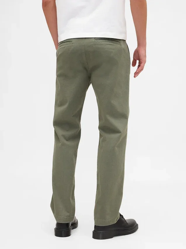 Pantalon kaki droit décontracté en sergé épais
