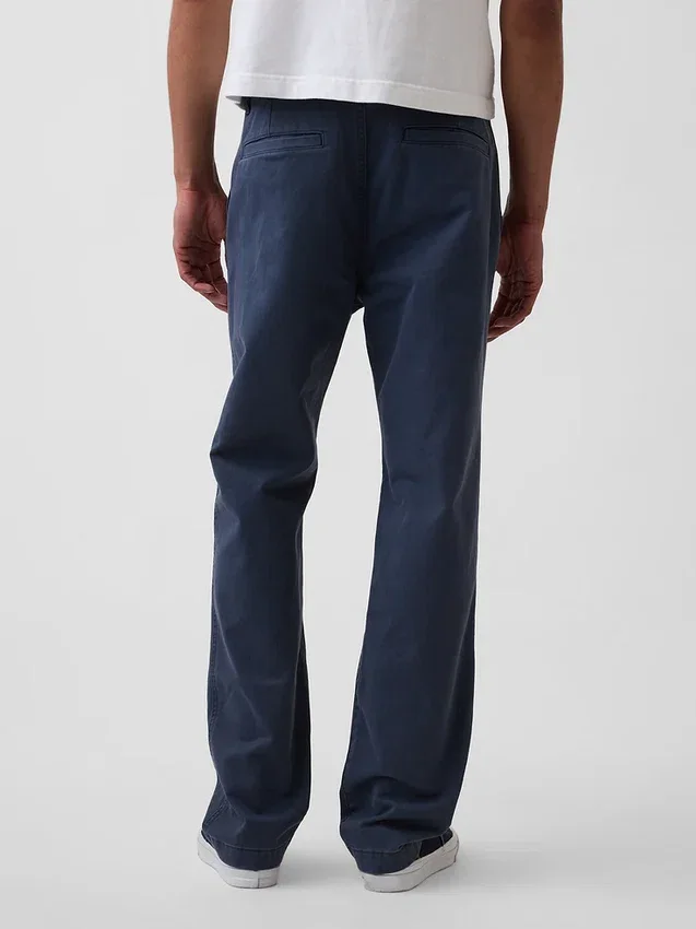 Pantalon kaki droit décontracté en sergé épais