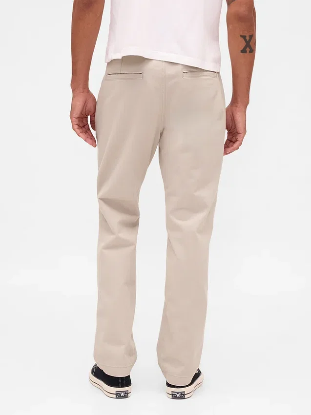 Pantalon kaki droit décontracté en sergé épais