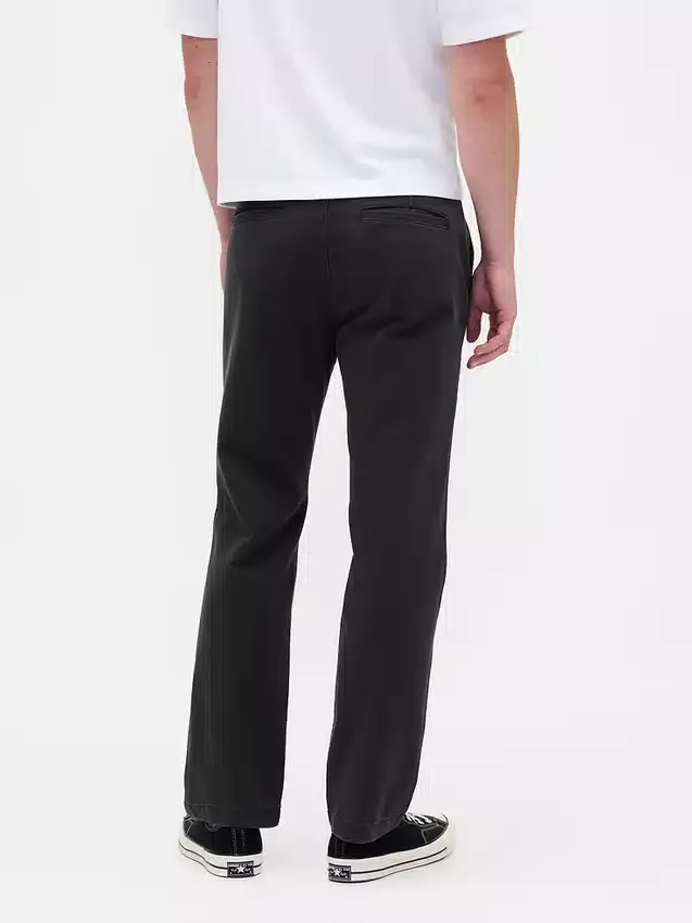Pantalon kaki droit décontracté en sergé épais