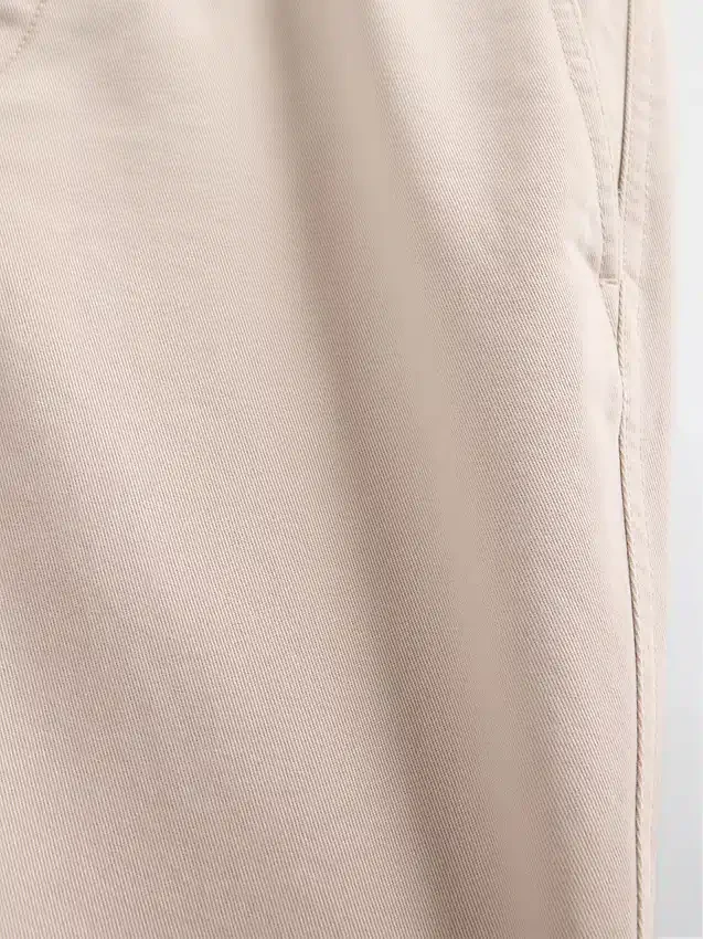 Pantalon kaki droit décontracté en sergé épais