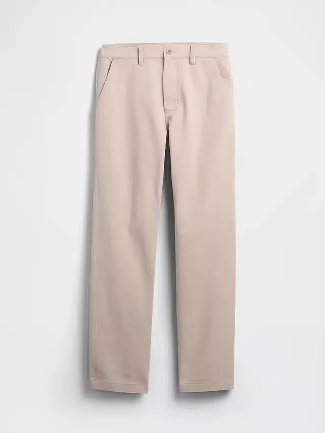 Pantalon kaki droit décontracté en sergé épais