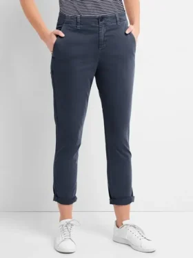 Pantalon kaki « Girlfriend » à rayures en sergé