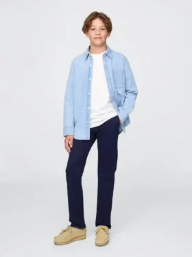 Pantalon kaki stretch coupe droite pour enfants