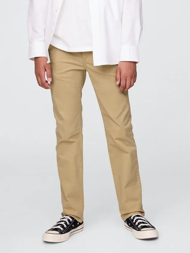 Pantalon kaki stretch coupe droite pour enfants