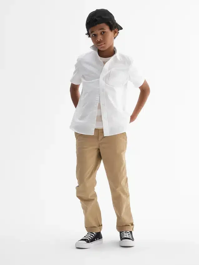 Pantalon kaki stretch coupe droite pour enfants