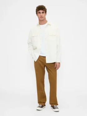 Pantalon kaki utilitaire droit et décontracté