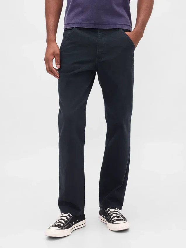 Pantalon kaki utilitaire droit et décontracté