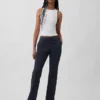 Pantalon kaki évasé ajusté à taille basse