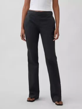 Pantalon kaki évasé ajusté à taille basse