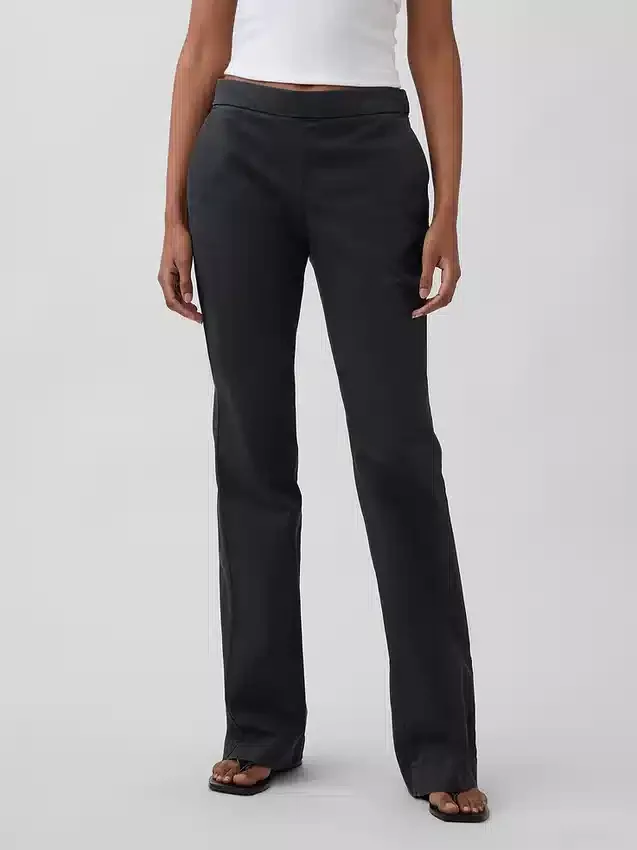 Pantalon kaki évasé ajusté à taille basse
