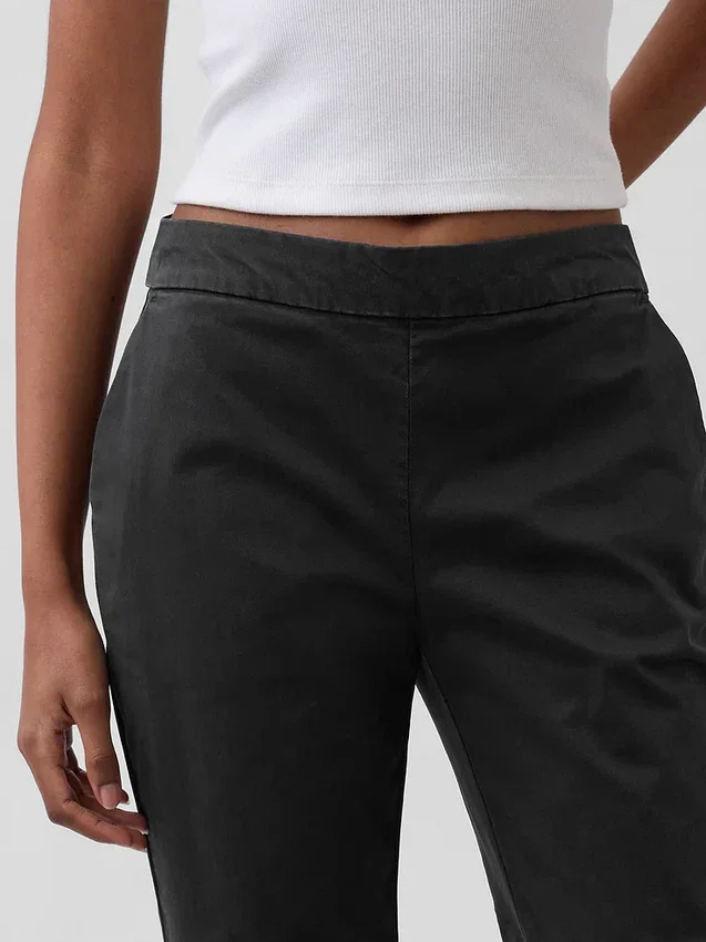 Pantalon kaki évasé ajusté à taille basse