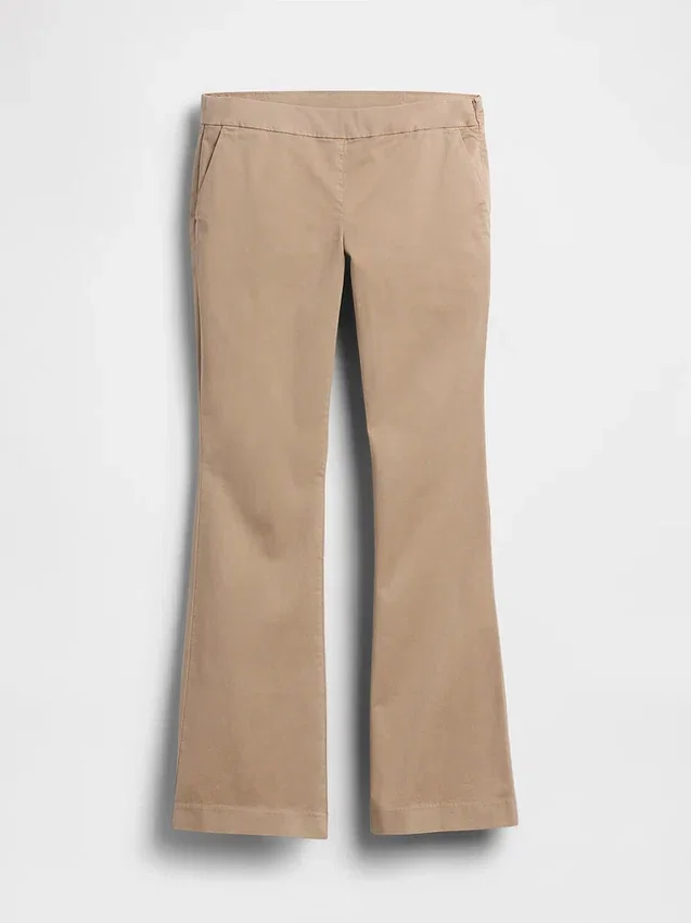 Pantalon kaki évasé ajusté à taille basse
