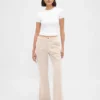 Pantalon kaki évasé à taille basse et coupe décontractée