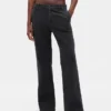 Pantalon kaki évasé à taille basse et coupe décontractée