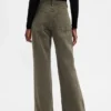 Pantalon kaki évasé à taille basse et coupe décontractée