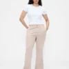 Pantalon kaki évasé à taille basse et coupe décontractée