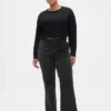 Pantalon kaki évasé à taille basse et coupe décontractée