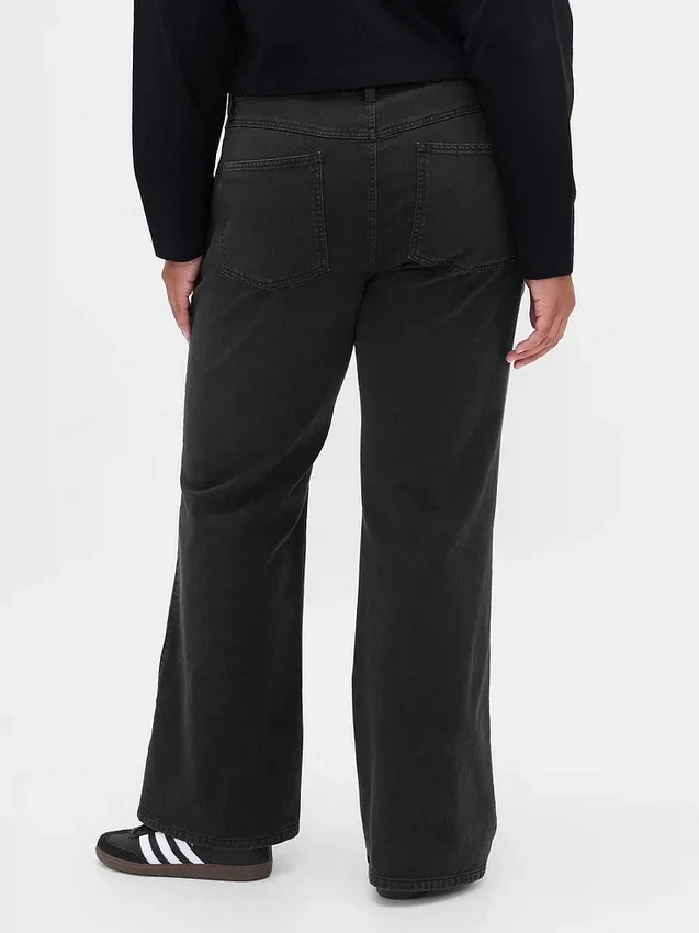 Pantalon kaki évasé à taille basse et coupe décontractée