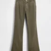 Pantalon kaki évasé à taille basse et coupe décontractée