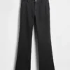 Pantalon kaki évasé à taille basse et coupe décontractée