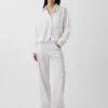 Pantalon large en lin et coton