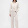 Pantalon large en lin et coton