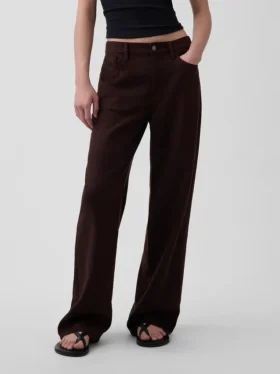 Pantalon large en lin et coton