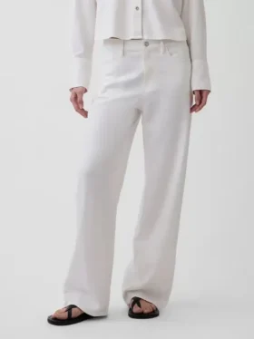 Pantalon large en lin et coton