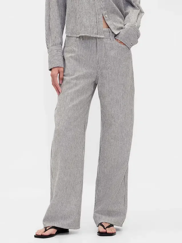 Pantalon large en lin et coton