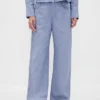 Pantalon large en lin et coton