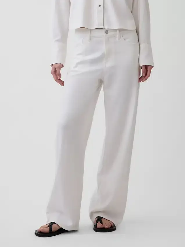 Pantalon large en lin et coton