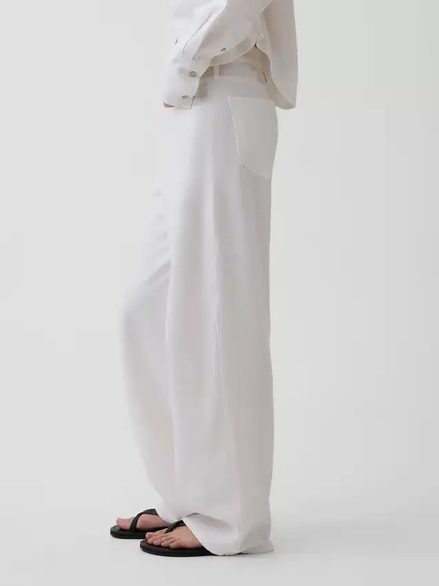 Pantalon large en lin et coton