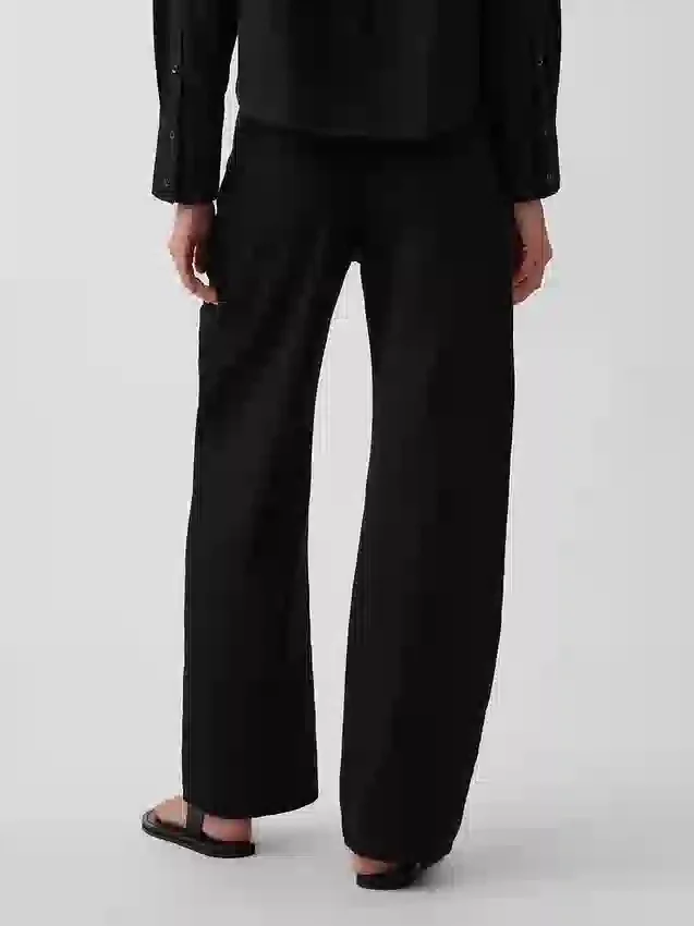 Pantalon large en lin et coton