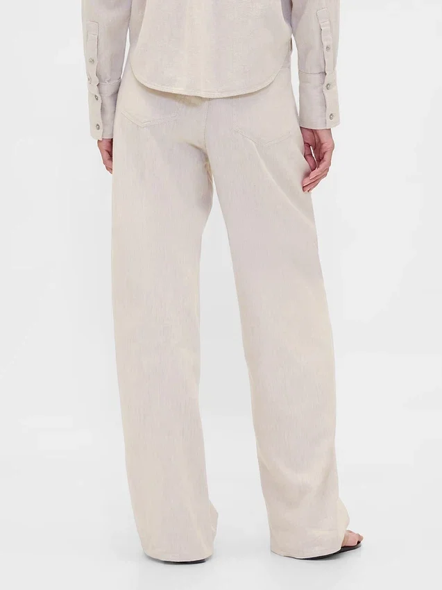 Pantalon large en lin et coton