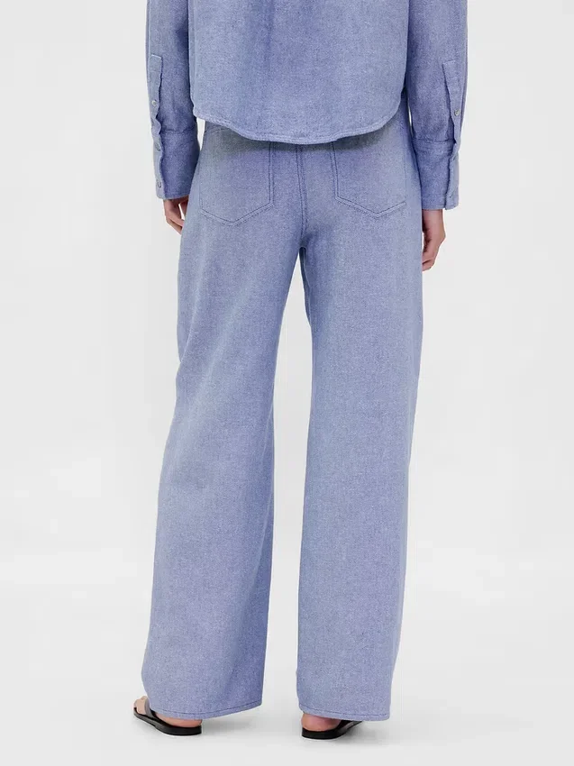 Pantalon large en lin et coton